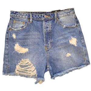 NEW Fashion Nova Button Fly Distressed Ryan Boyfriend Jean Denim Shorts Size 11